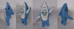 Size: 1024x403 | Tagged: safe, artist:artattax, lyra heartstrings, pony, shark, art, bipedal, clothes, costume, craft, cute, katy perry, left shark, shark lyra, solo, statue