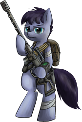 Size: 880x1307 | Tagged: safe, artist:duop-qoub, oc, oc only, pony, bipedal, fallout, gun, solo