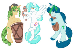 Size: 800x521 | Tagged: safe, artist:bonmot, captain planet, paisley, sandalwood, pony, equestria girls, background human, eco kids, equestria girls ponified, maracas, musical instrument, ponified