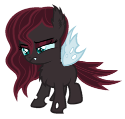 Size: 586x556 | Tagged: safe, artist:originai, oc, oc only, changeling, hybrid, cheeselegs, chest fluff, cute, filly, interspecies offspring, magical lesbian spawn, offspring, parent:oc:fluffle puff, parent:queen chrysalis, parents:canon x oc, parents:chrysipuff, red changeling, solo