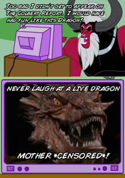 Size: 564x800 | Tagged: safe, lord tirek, dragon, exploitable meme, meme, obligatory centaur, obligatory pony, smaug the golden, the colbert report, the hobbit, tv meme