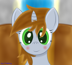 Size: 1499x1355 | Tagged: safe, artist:asknoxthepony, oc, oc only, oc:littlepip, pony, unicorn, fallout equestria, blushing, fanfic, fanfic art, female, mare, smiling, solo