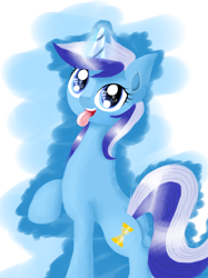 Size: 1280x1707 | Tagged: safe, artist:gianghanz, minuette, magic, raised hoof, solo, tongue out