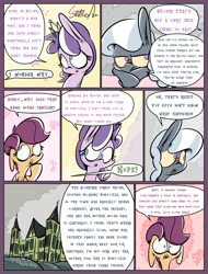 Size: 1235x1625 | Tagged: safe, artist:slitherpon, diamond tiara, scootaloo, silver spoon, alternate universe, comic, moody mark crusaders