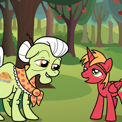 Size: 555x555 | Tagged: safe, artist:drawponies, big macintosh, granny smith, best princess, clothes, costume, princess big mac, sweet apple acres