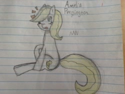 Size: 2592x1936 | Tagged: safe, artist:night_wisp, oc, oc only, oc:amelia peepington, earth pony, pony, lined paper, solo, traditional art