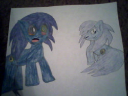 Size: 640x480 | Tagged: safe, artist:princessshannon07, barely pony related, blurry, discorded, photo, ponified, solo, sonic the hedgehog, sonic the hedgehog (series), traditional art