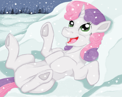 Size: 1024x815 | Tagged: safe, artist:mlpdarksparx, sweetie belle, legitimately amazing mspaint, ms paint, snow, snowfall, solo, underhoof