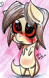 Size: 491x776 | Tagged: safe, artist:digitaldomain123, oc, oc only, oc:wittle digi, demon pony, solo, traditional art