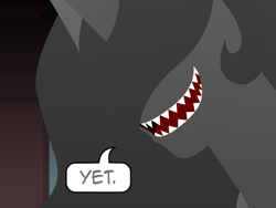 Size: 640x480 | Tagged: safe, artist:aha-mccoy, oc, oc only, oc:anonlestia, original species, nopony-ask-mclovin, sharp teeth, solo, speech bubble, teeth