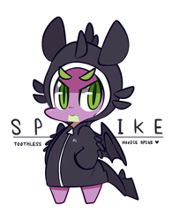 Size: 1000x1280 | Tagged: safe, artist:php56, spike, dragon, chibi, clothes, crossover, cute, hoodie, how to train your dragon, solo, toothless the dragon