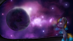 Size: 2560x1440 | Tagged: safe, artist:fuzzyfox11, oc, oc only, planet, solo, space, spaceship, window