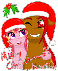 Size: 900x1096 | Tagged: safe, artist:missitofu, oc, oc only, oc:cherry pie, oc:fire blood, christmas