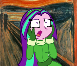 Size: 1200x1024 | Tagged: safe, artist:queentigrel, aria blaze, equestria girls, a dazzling winter, fine art parody, the scream