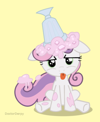 Size: 604x738 | Tagged: safe, artist:doctor-derpy, sweetie belle, one bad apple, cute, milkshake, solo, tongue out