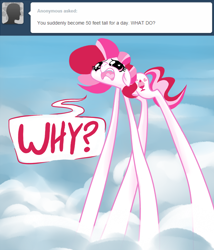 Size: 700x816 | Tagged: safe, artist:peachiekeenie, plumsweet, ask, ask plumsweet, impossibly long legs, solo, tall pone, tumblr