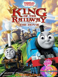 Size: 1280x1718 | Tagged: safe, artist:76859thomasreturn, edit, cover art, double rainboom, king of the railway, stephen, thomas the tank engine, ulfstead castle, wat, why