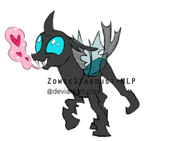 Size: 1024x840 | Tagged: safe, artist:zowiestardust-mlp, changeling, cute, heart, solo