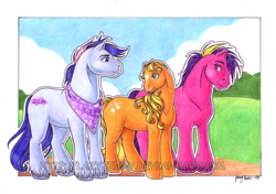 Size: 640x450 | Tagged: safe, artist:lazyjenny, 4-speed, oc, oc:bubblejack, g1, big brother ponies, fireball