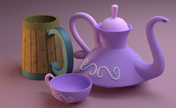 Size: 1000x614 | Tagged: safe, artist:3d thread, /mlp/, 3d, 3d model, blender, cup, mug, tankard, teacup, teapot, wip