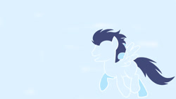 Size: 1024x576 | Tagged: safe, artist:pinkiejay, soarin', pegasus, pony, blue coat, blue mane, male, minimalist, solo, stallion, wings