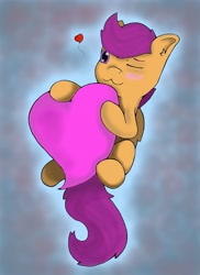 Size: 1601x2200 | Tagged: safe, artist:thatpaperhat, derpibooru import, scootaloo, heart, solo