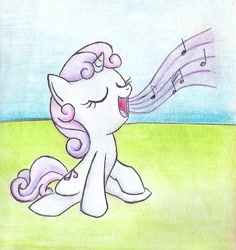 Size: 655x694 | Tagged: safe, artist:islamilenaria, sweetie belle, singing, solo, traditional art