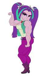 Size: 1203x1839 | Tagged: safe, artist:pandatarius, aria blaze, equestria girls, aria brute, flexing, muscles, my muscle pony, simple background, solo, transparent background