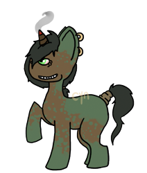 Size: 437x516 | Tagged: safe, artist:buy_some_babies, artist:shark_fighter, oc, oc only, blank flank, earring, smoke