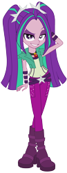 Size: 1278x3297 | Tagged: safe, artist:imperfectxiii, artist:starshame, edit, aria blaze, equestria girls, rainbow rocks, amulet, boots, clothes, crossed legs, high heel boots, looking at you, necklace, role reversal, shoes, simple background, solo, transparent background, vector, vector edit, wristband