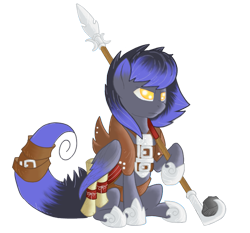 Size: 731x681 | Tagged: safe, artist:divergentassailant, oc, oc only, oc:deft serenity, pegasus, pony, armor, scroll, sitting, spear