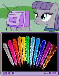 Size: 382x496 | Tagged: safe, maud pie, exploitable meme, meme, obligatory pony, rock candy, smiling, solo, tv meme