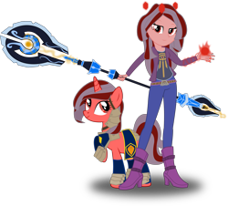 Size: 3325x3000 | Tagged: safe, artist:ruinedomega, oc, oc only, oc:ademitia, equestria girls, armor, ponyscape, self ponidox, staff, warcraft, world of warcraft