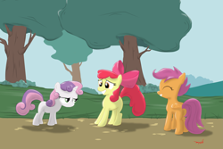 Size: 9571x6408 | Tagged: safe, artist:eriada, apple bloom, scootaloo, sweetie belle, absurd resolution, cutie mark crusaders