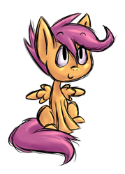 Size: 368x515 | Tagged: safe, artist:fuzzlepuzzle, scootaloo, pegasus, pony, female, filly, simple background, solo, white background