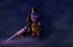 Size: 1280x835 | Tagged: safe, artist:jorobro, spike, dragon, crossover, daily life of spike, jedi, lightsaber, star wars