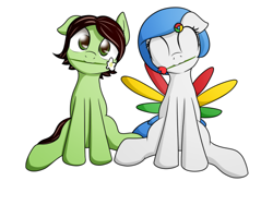 Size: 500x375 | Tagged: safe, artist:10art1, oc, oc only, oc:arosu-sama, oc:google chrome, browser ponies, cute, flower, google chrome, international women's day, sitting, women's day