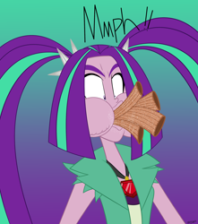 Size: 2250x2550 | Tagged: safe, artist:mofetafrombrooklyn, aria blaze, equestria girls, churros, food, gentlemen, solo