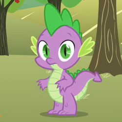 Size: 280x280 | Tagged: safe, screencap, spike, dragon, the super speedy cider squeezy 6000, looking at you, solo