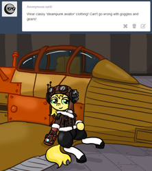 Size: 640x720 | Tagged: safe, artist:ficficponyfic, oc, oc only, oc:golden brisk, aircraft, steampunk