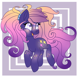 Size: 2000x2000 | Tagged: safe, artist:thegearheadpony, oc, oc only, oc:pixels, earth pony, pony, female, freckles, gradient, gradient mane, mare, open mouth, pigtails, smiling, solo