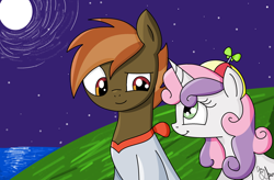 Size: 3344x2200 | Tagged: safe, artist:raquelyl, button mash, sweetie belle, colt, female, filly, male, minecraft, shipping, straight, sweetiemash