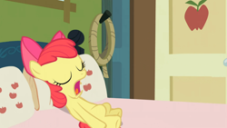 Size: 1366x768 | Tagged: safe, screencap, apple bloom, apple family reunion, open mouth, sleeping, snoring, solo