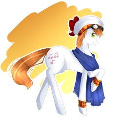 Size: 1200x1200 | Tagged: safe, artist:tsuukiusa, cornet, hat, ponified, rhapsody: a musical adventure, solo