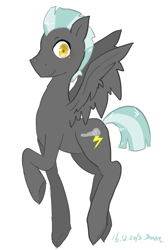 Size: 507x753 | Tagged: safe, artist:divided-s, thunderlane, pegasus, pony, looking at you, male, pixiv, simple background, smiling, solo, stallion, white background