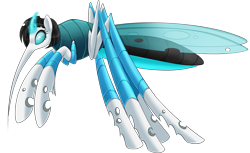 Size: 1650x1012 | Tagged: safe, artist:blackfreya, changeling, hybrid, mosquito, original species, blue changeling, female, simple background, solo, transparent background