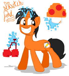 Size: 2492x2761 | Tagged: safe, artist:tagman007, oc, oc only, pony, unicorn, cherry, magic, pac-man, power-up, super mario bros., super mushroom