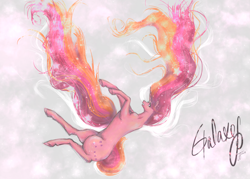 Size: 2682x1921 | Tagged: safe, artist:january-joy, galaxy (g1), g1, ethereal mane, falling, realistic, solo