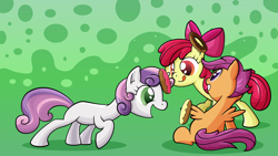 Size: 8000x4500 | Tagged: safe, artist:kired25, apple bloom, scootaloo, sweetie belle, absurd resolution, cutie mark crusaders, donut