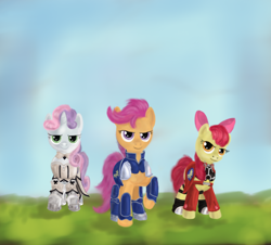 Size: 1344x1216 | Tagged: safe, artist:kwendynew, apple bloom, scootaloo, sweetie belle, cutie mark crusaders